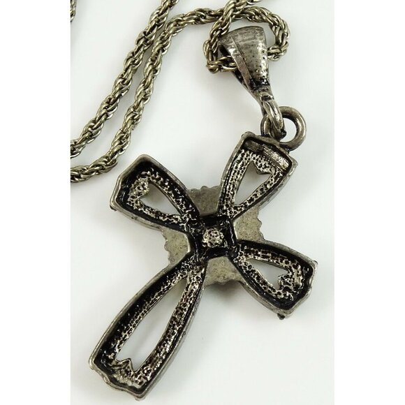 Large Cross Thick Chunky Steampunk Pendant on Chain Necklace Religious Jewelry - Picture 3 of 3